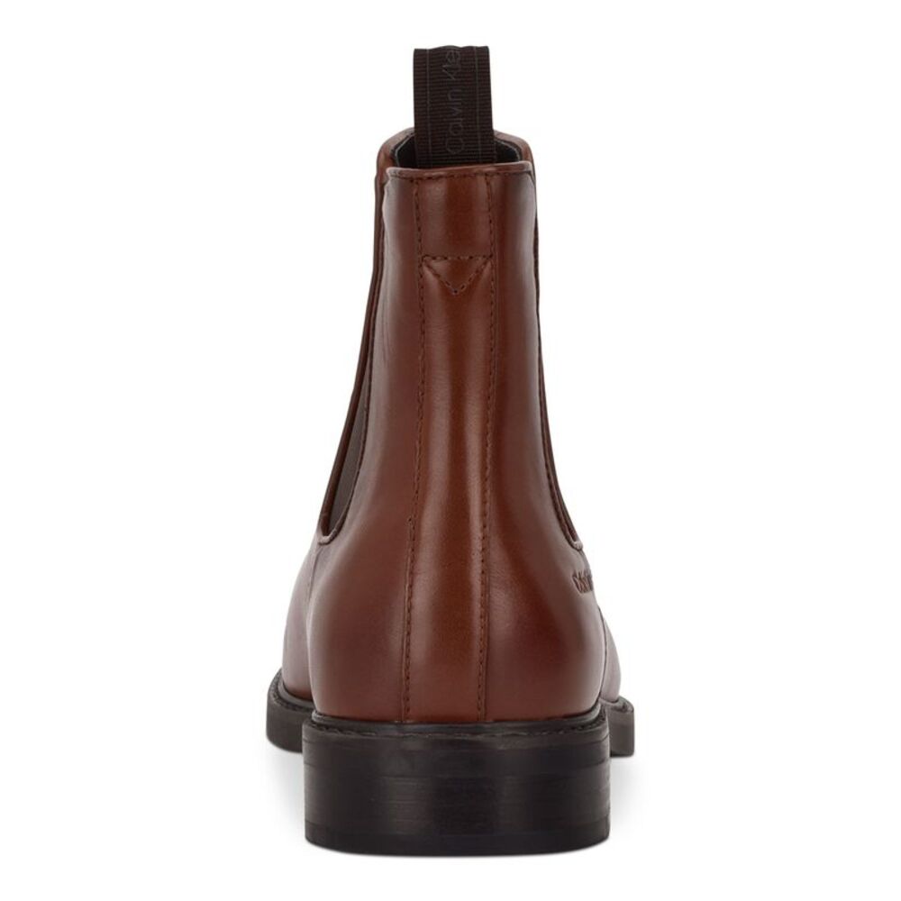 CALVIN KLEIN Mens Brown Pull Tab Fenwick Toe Block Heel Leather Chelsea 9 M - Picture 2 of 4